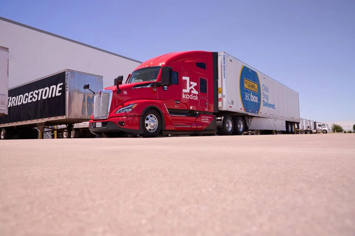 Autonomous truck on a highway.