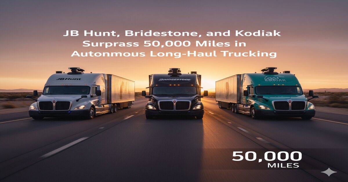 Autonomous truck on a highway.