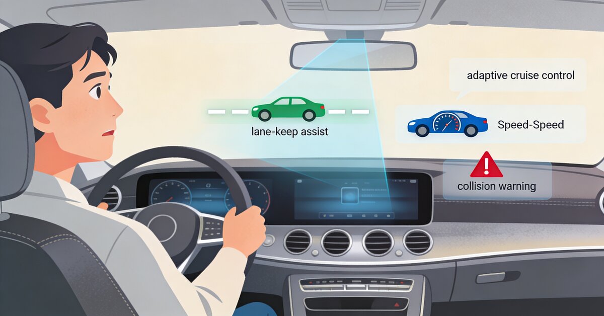 Driver checking ADAS sensors on a car