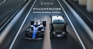 Williams F1 car with Zoox logo at Las Vegas GP