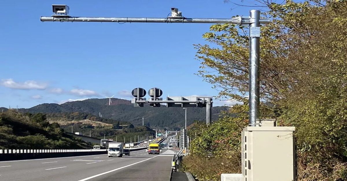 Autonomous truck merging with traffic on the highway.