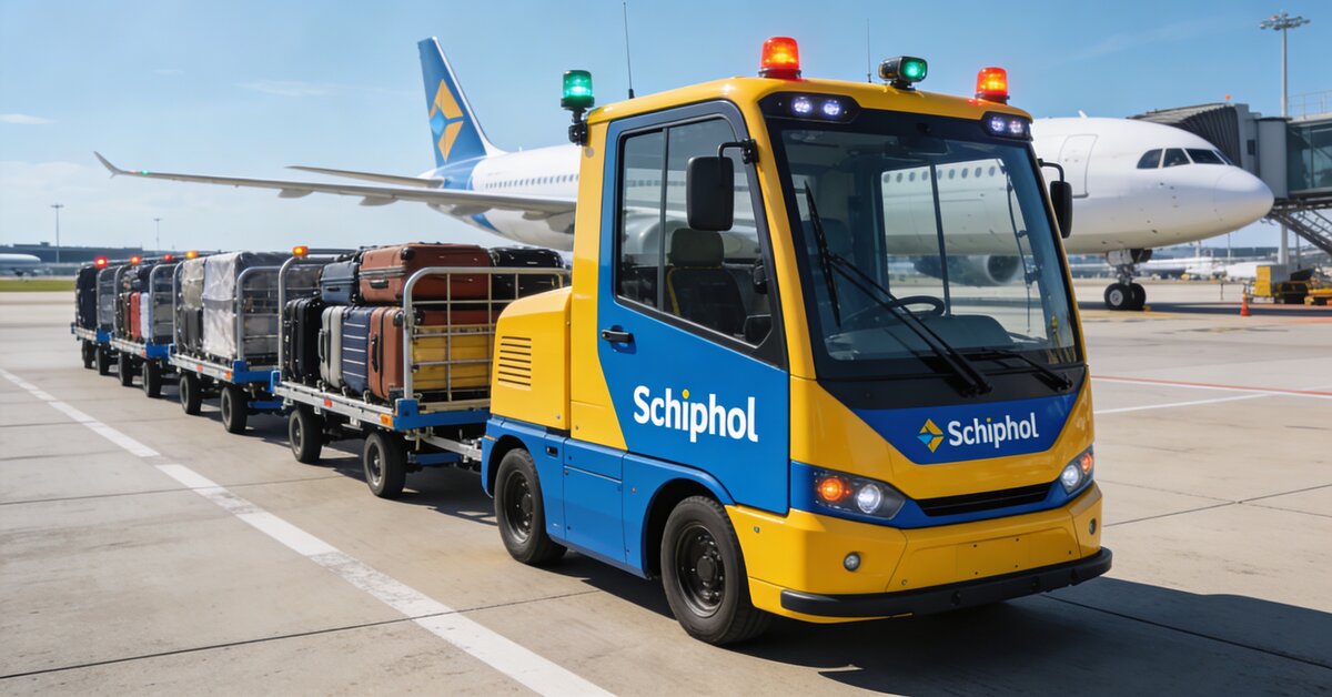 Self-driving baggage vehicle at Schiphol