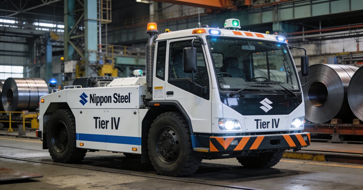 Autonomous steel transporter at factory site
