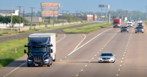 Self-driving Aurora truck on Texas highway