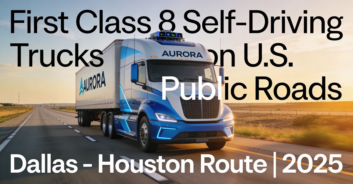 Self-driving Aurora truck on Texas highway