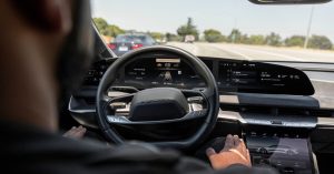 Lucid Air on highway using hands-free driving