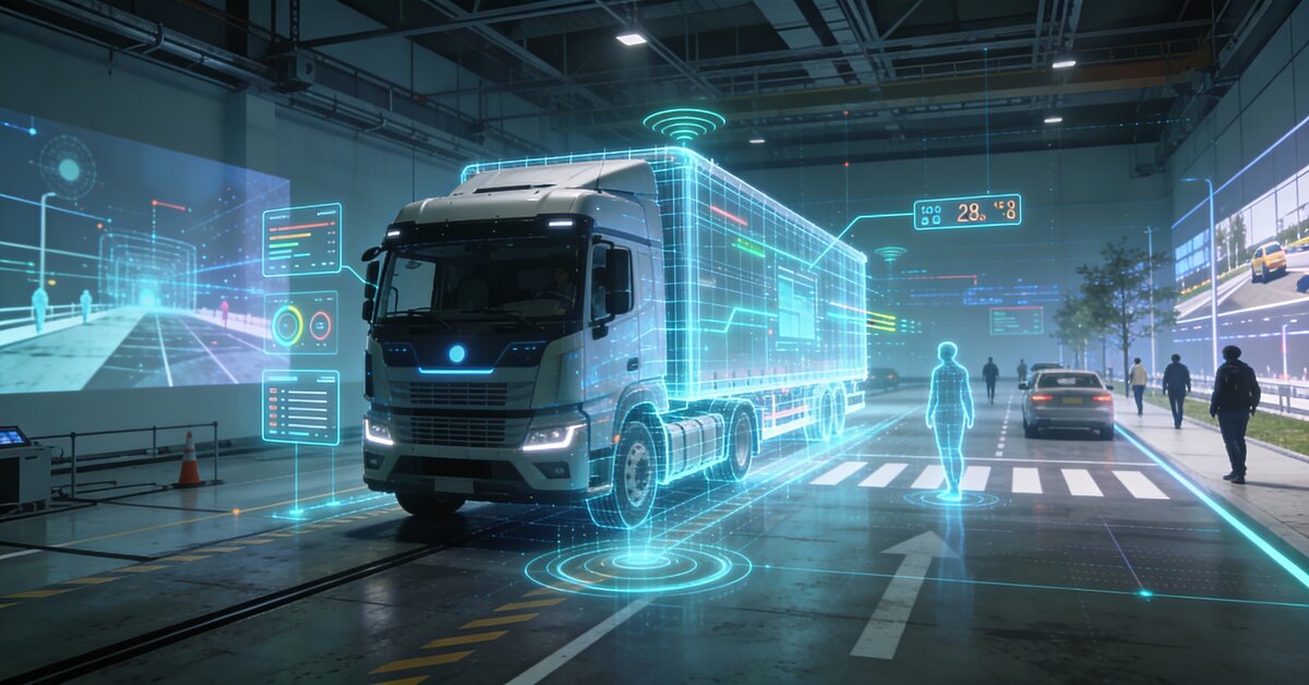 Autonomous truck in mixed reality test