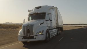 Autonomous truck in mixed reality test
