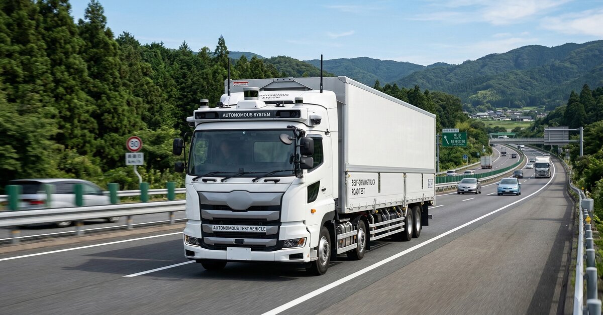 Autonomous Toyota Tsusho semi-truck on Japanese highway